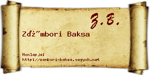Zámbori Baksa névjegykártya